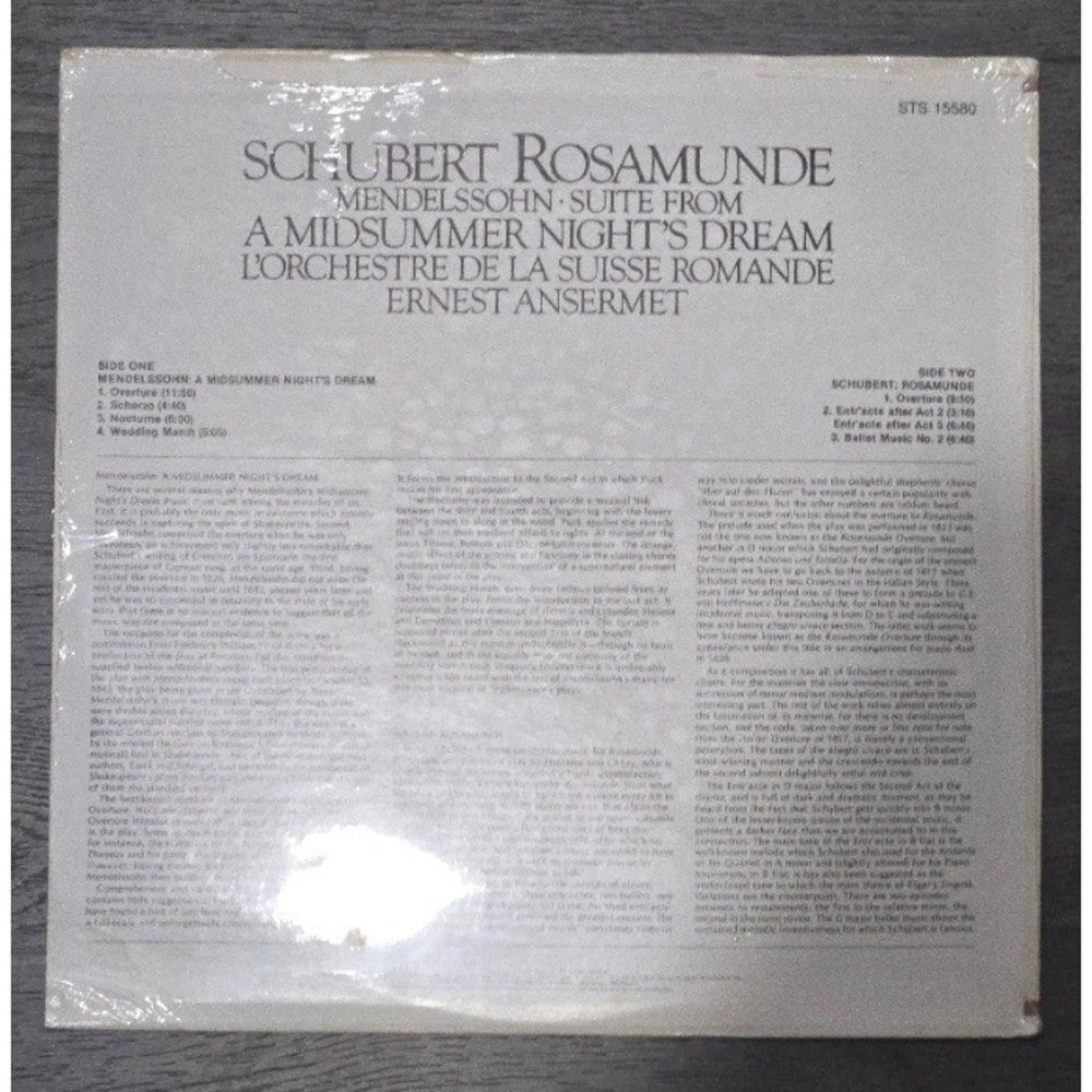 Schubert: Rosamunde / Mendelssohn: Midsummer Night's Dream‎ LP (Ansermet) - Picture 2 of 2